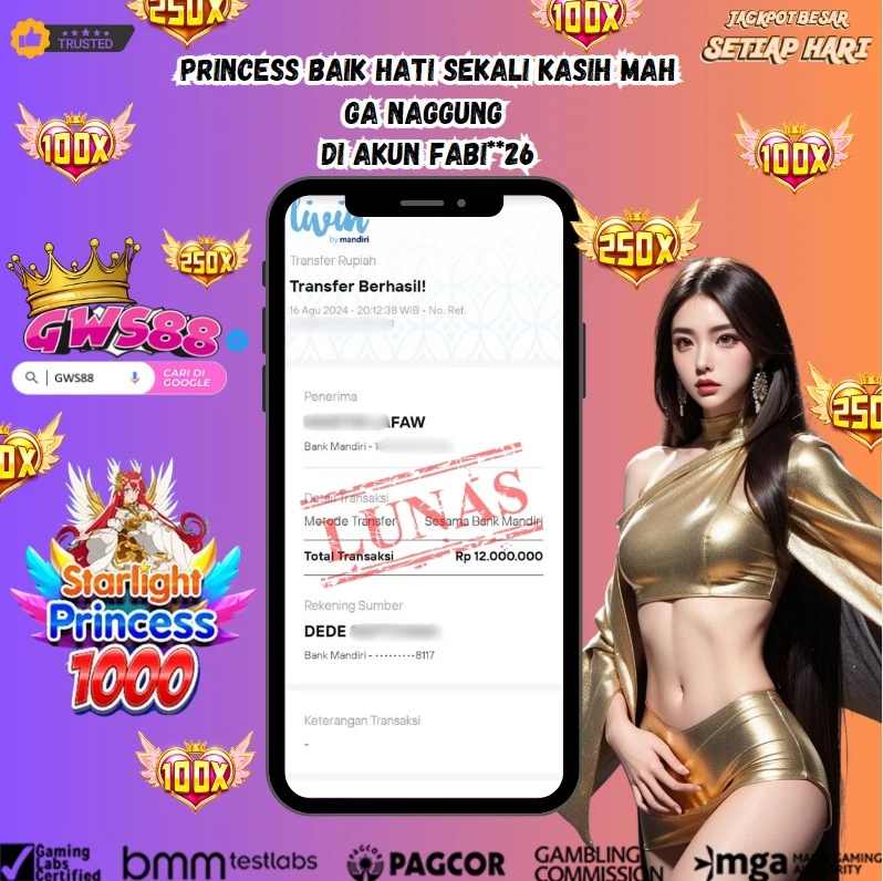 GWS88 JACKPOT SLOT STARLGIHT PRINCESS 1000 Rp.12.000.000,- DIBAYAR LUNAS