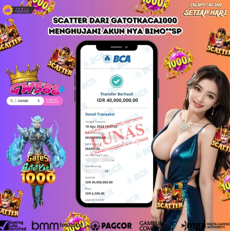 GWS88 JACKPOT SLOT GatotKaca 1000 Rp.40.000.000,- DIBAYAR LUNAS