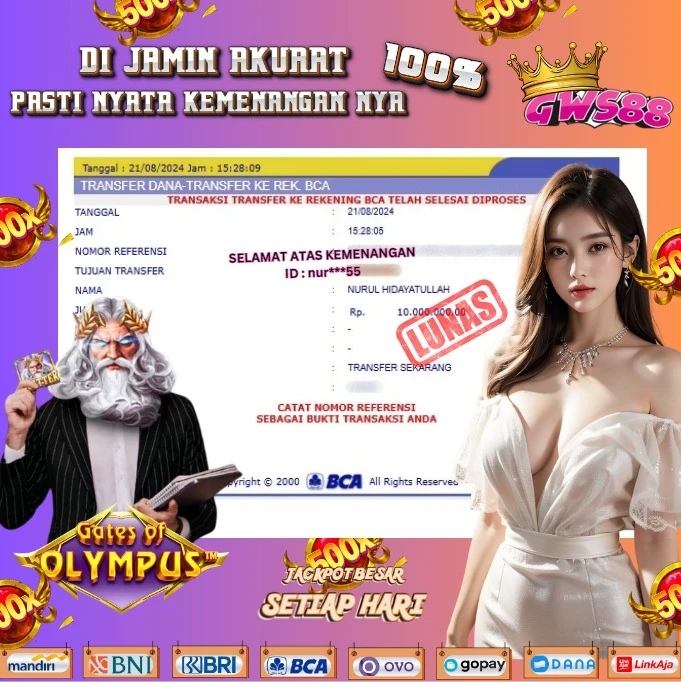 GWS88 JACKPOT SLOT Gates Of Olympus Rp.10.000.000,- DIBAYAR LUNAS