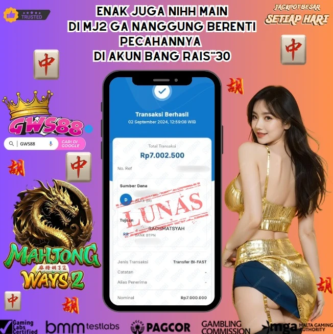 GWS88 JACKPOT SLOT Mahjong Ways 2 Rp.7.002.500,- DIBAYAR LUNAS