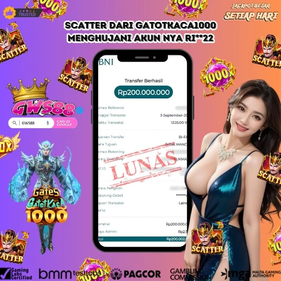 GWS88 JACKPOT SLOT Gates Of GatotKaca 1000 Rp.200.000.000,- DIBAYAR LUNAS