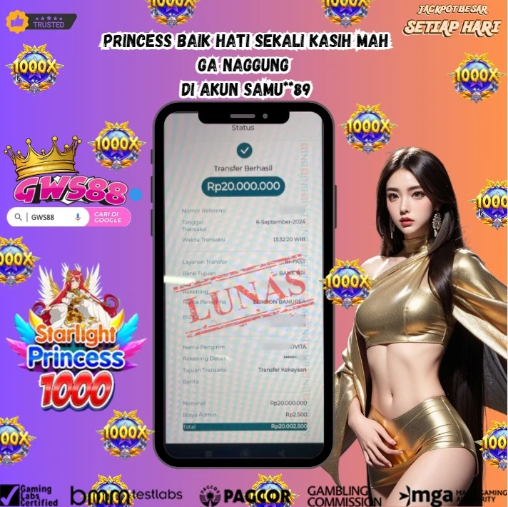 GWS88 JACKPOT SLOT Starlight Princess 1000 Rp.20.000.000,- DIBAYAR LUNAS