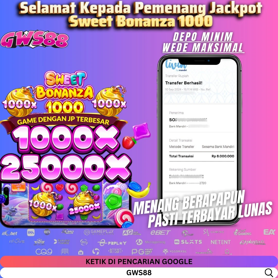 GWS88 JACKPOT SLOT Sweet Bonanza 1000 Rp.8.000.000,- DIBAYAR LUNAS