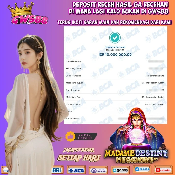 GWS88 JACKPOT SLOT Madame Destiny Megaways Rp.10.000.000,- DIBAYAR LUNAS