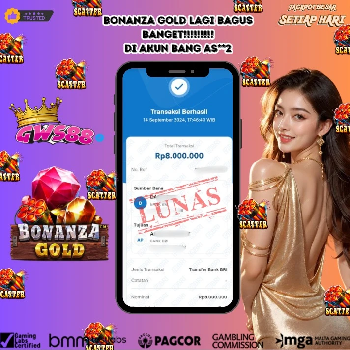 GWS88 JACKPOT SLOT Bonanza Gold Rp.8.000.000,- DIBAYAR LUNAS