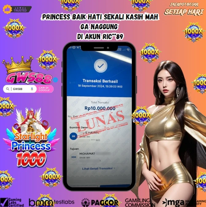 GWS88 JACKPOT SLOT Starlight Princess 1000 Rp.10.000.000,- DIBAYAR LUNAS